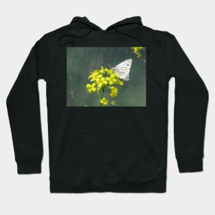 Cabbage White Butterfly on Brassica Flower Hoodie